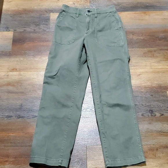 Madewell army green high waist denim Chino euc big pockets - Picture 1 of 9